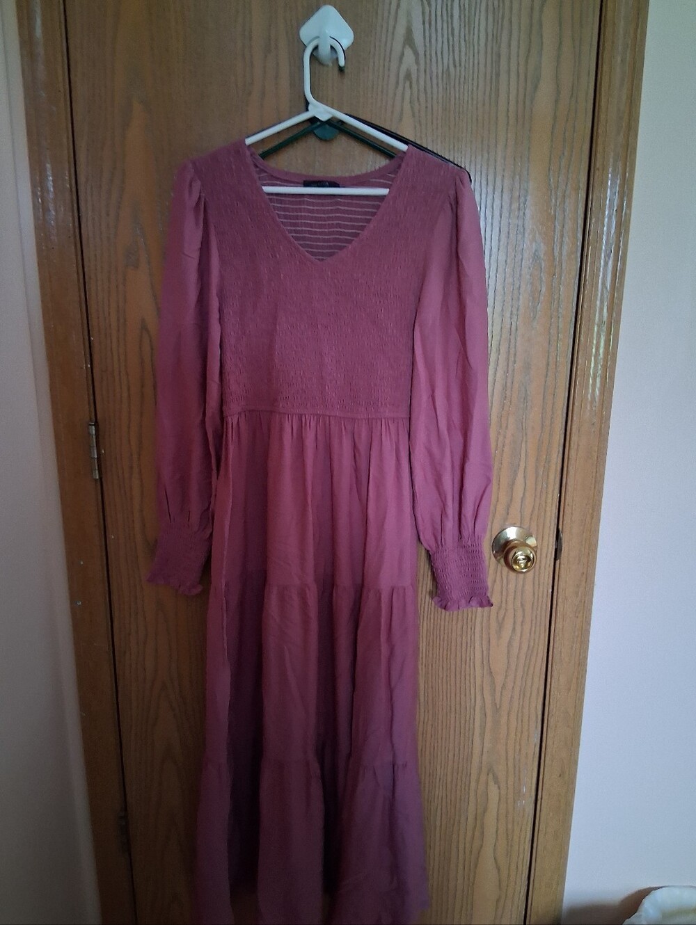 Women'sZesica Long Sleeve Smocked Bodice Maxi Dress - Dusty Rose